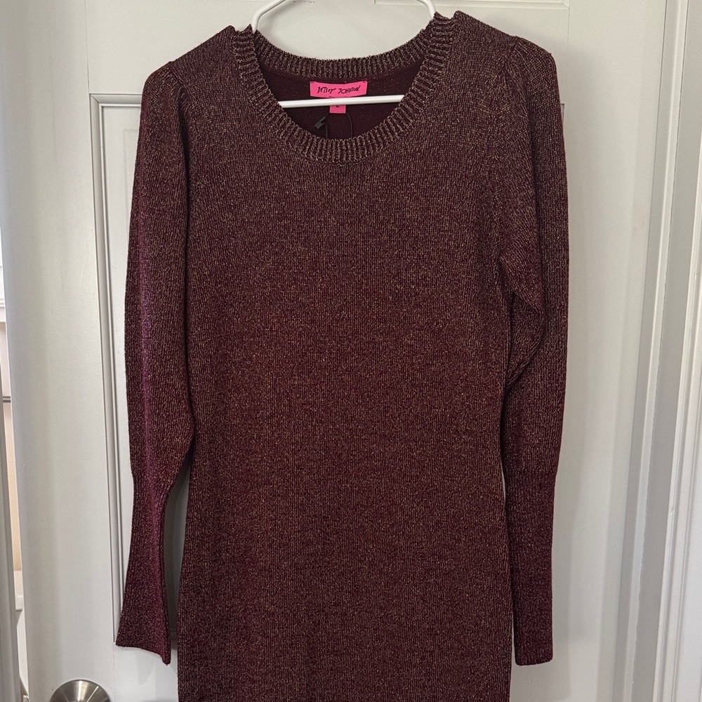 Betsey Johnson Metallic Wine Crewneck Sweater